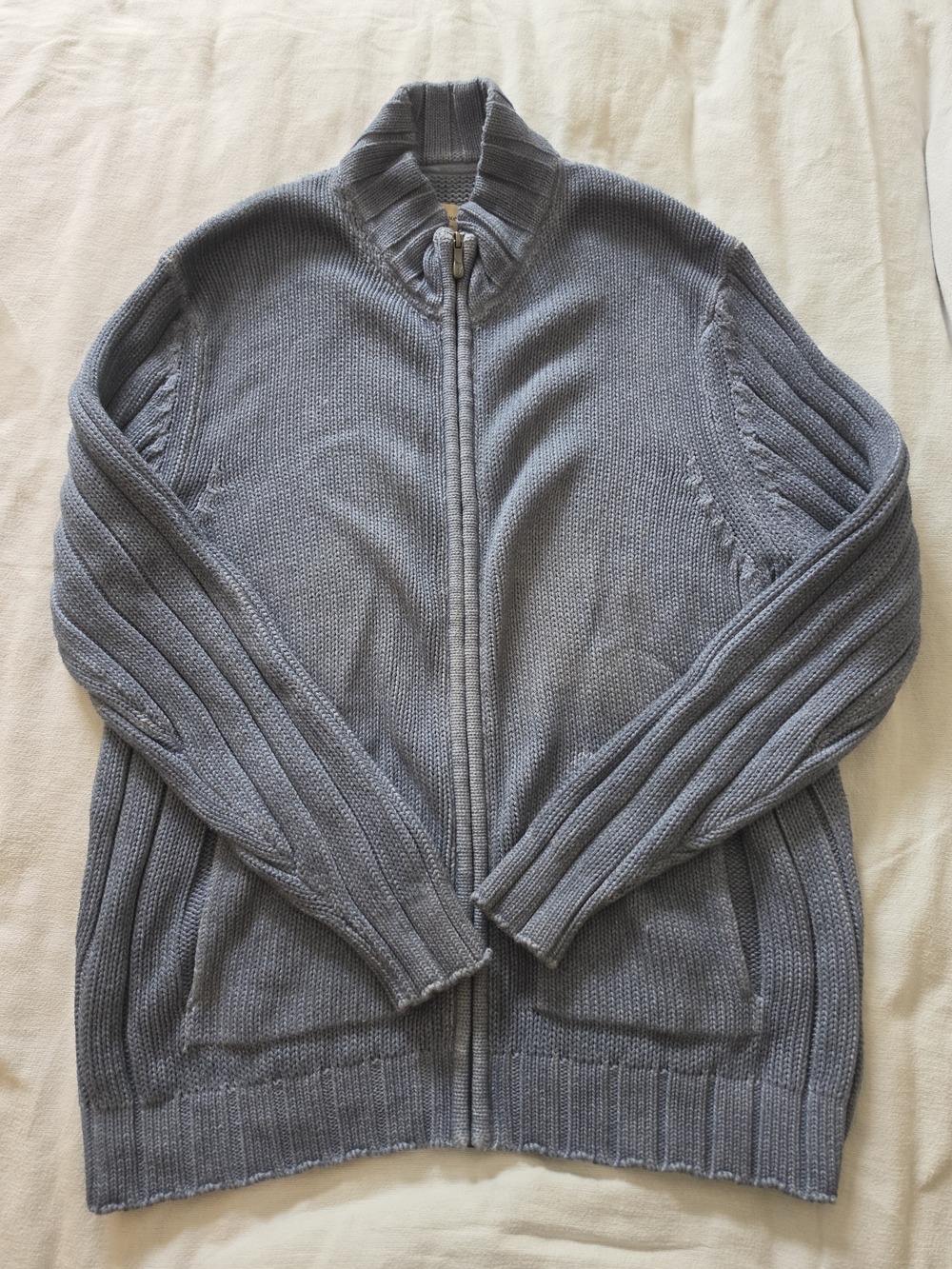 Tommy Bahama Men's Steel Gray Full-Zip Knit Cardigan